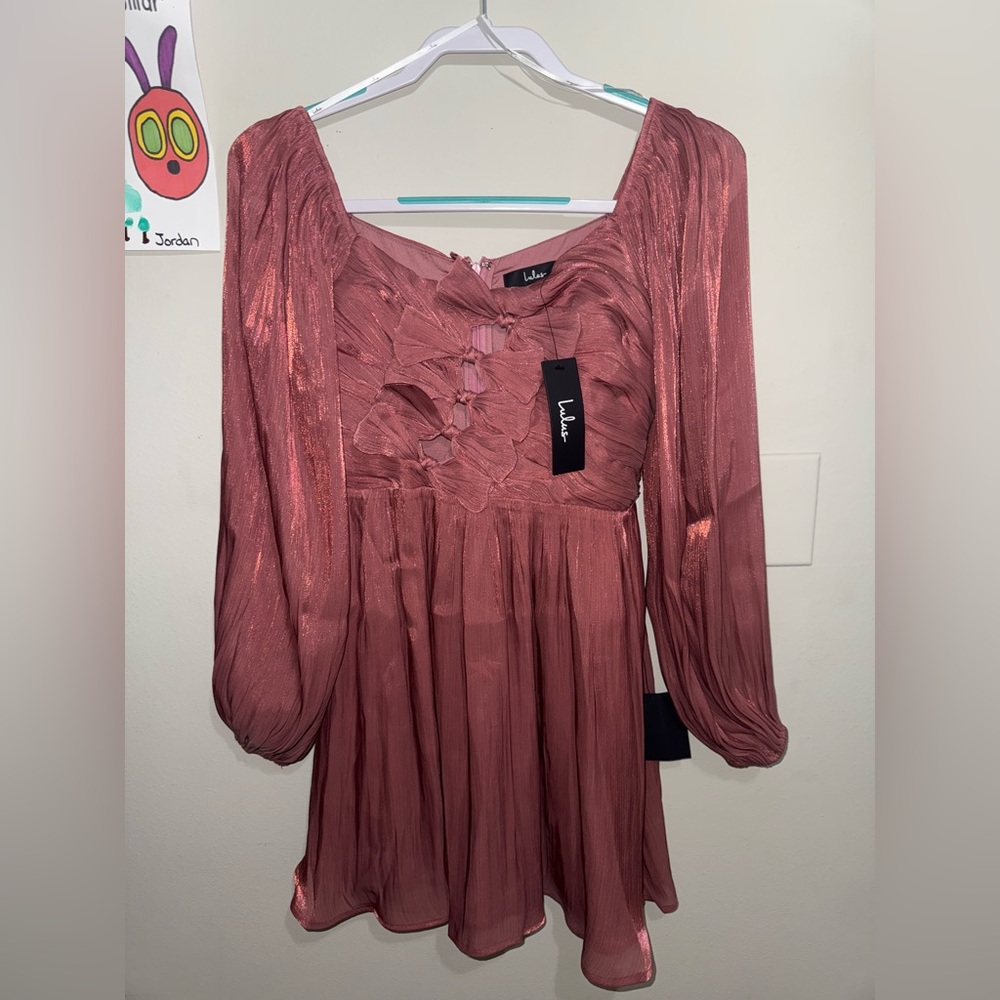 Lulu's Rose Long Sleeve Mini Dress